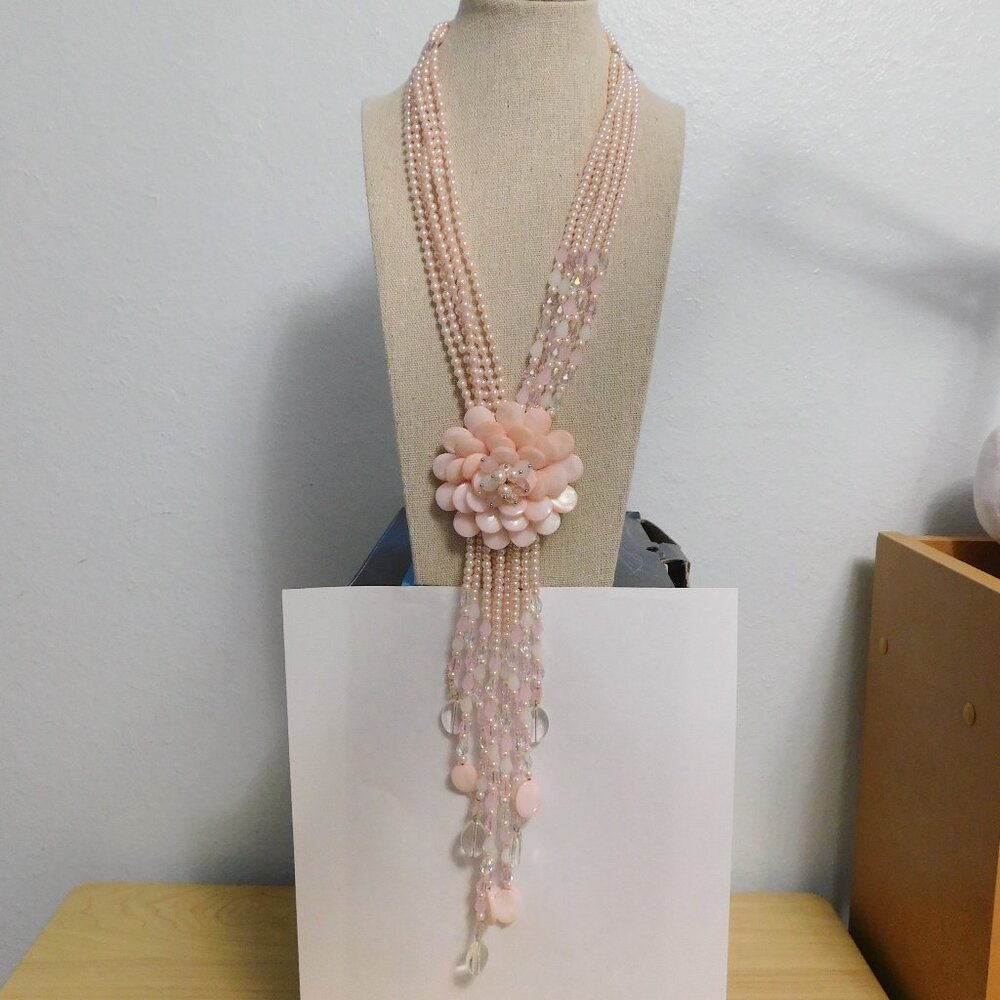 Joan Rivers Pink Floral Starlet Necklace 20" - Like New